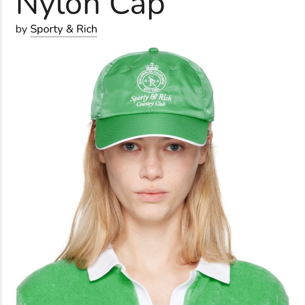 Sporty & Rich Green Nylon Cap
